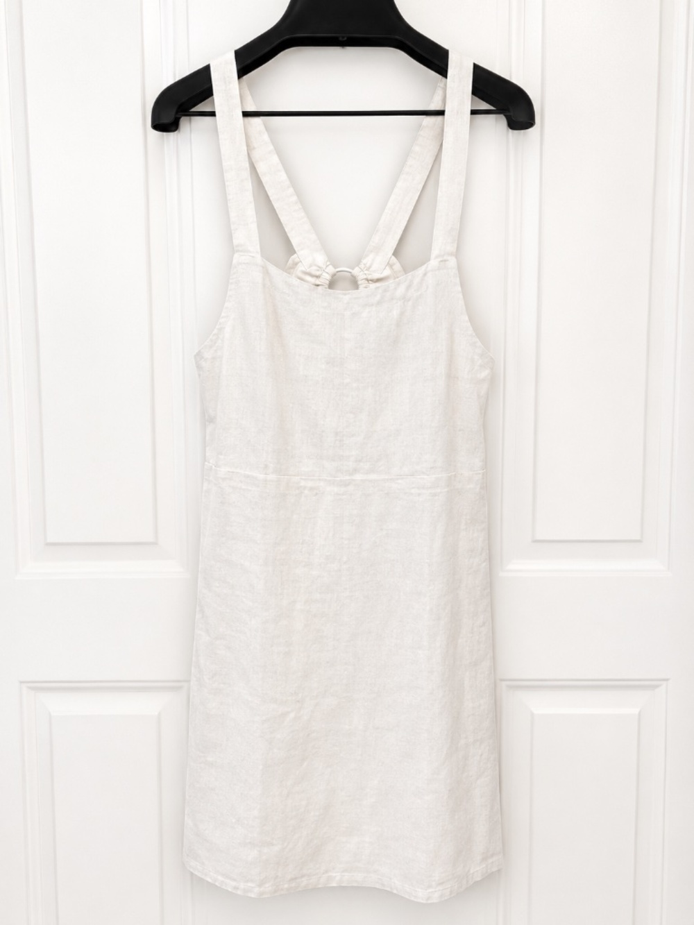 LOFT Petite White Linen Blend Open Back Midi Dress | Size 8P | NWT